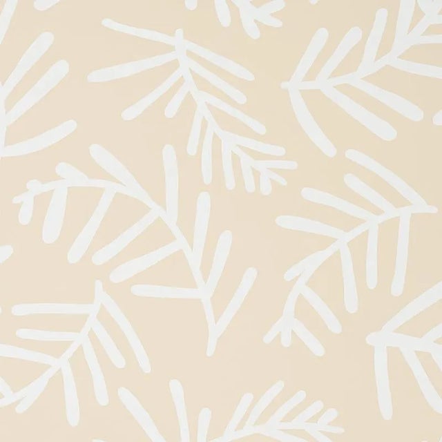 Schumacher X Caroline Z Hurley Tiah Cove Wallpaper in Ivory on Natural - 10 Yards For Sale