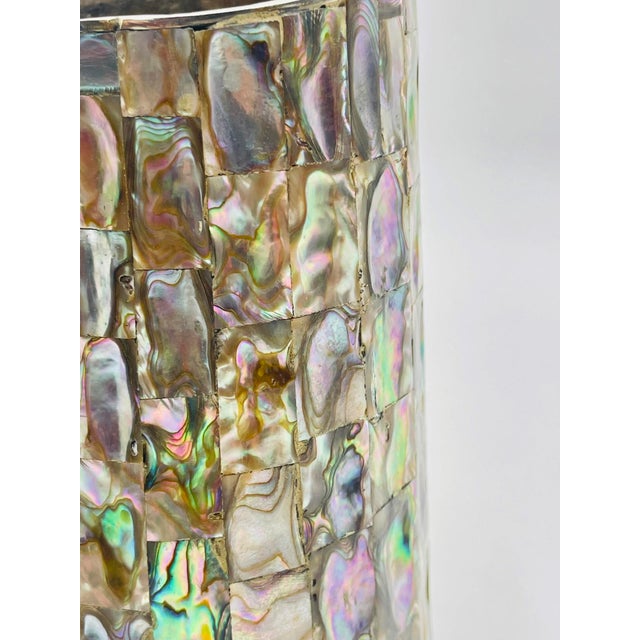 Mid 20th Century Mexican Alpaca Silver & Abalone Shell Pitcher, Signed Lhg For Sale - Image 15 of 17