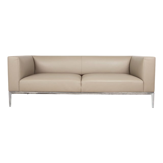 Jaan 3-Seater Sofa in Cream Leather and Chrome from Walter Knoll / Wilhelm Knoll For Sale