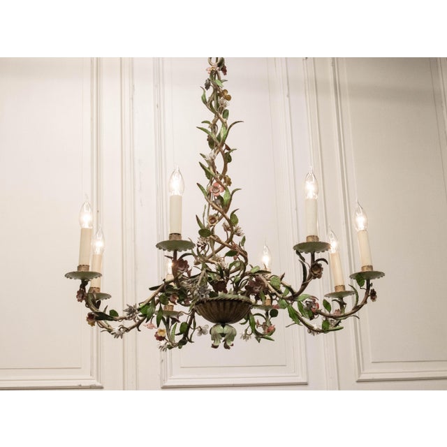 1920s Large French Tole Chandelier, 1920s For Sale - Image 5 of 10
