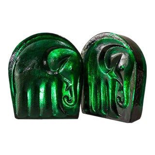 Glass Bookends by Joel Myers for Blenko, Circa 1960s - Set of Two For Sale