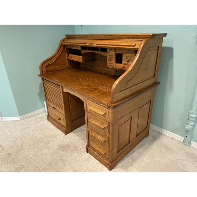 This amazing antique roll top desk has been in our family forever. It came from a boulder Colorado hotel and is dated 1907...