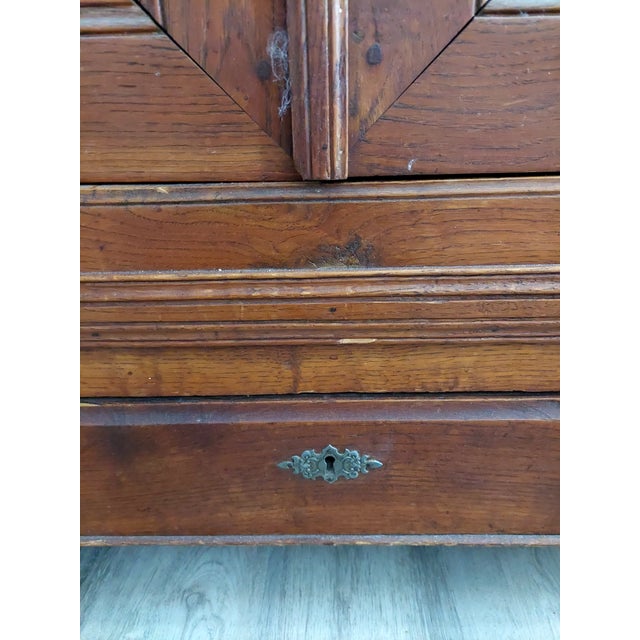 French Provincial ​Antique 19th Century French Provincial Fruitwood Armoire With Bonnet Top For Sale - Image 3 of 12