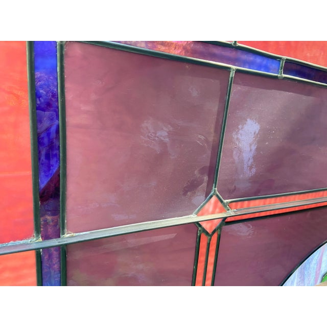 Mid 20th Century Antique Stain Leaded Floral Glass Window Church For Sale - Image 5 of 10