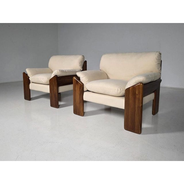 Sapporo Nutwood Armchairs by Mario Marenco for Mobil Girgi, 1970s, Set of 2 For Sale - Image 9 of 9