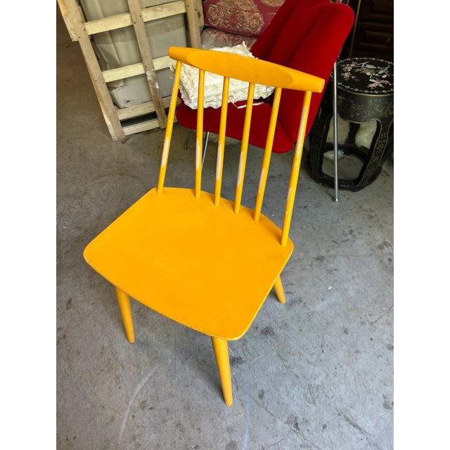 1970s Pair of Danish Yellow Mid Century Chairs- a Pair For Sale - Image 4 of 7