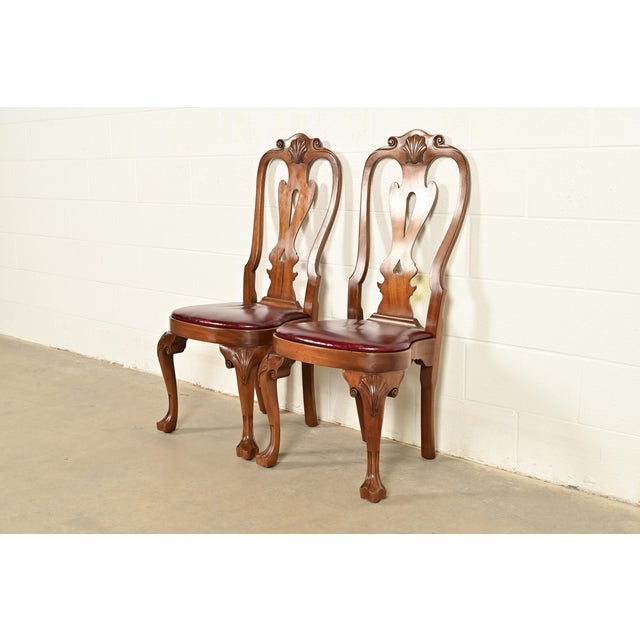 1960s Kittinger Georgian Carved Mahogany Side Chairs or Dining Chairs, Pair For Sale - Image 5 of 16