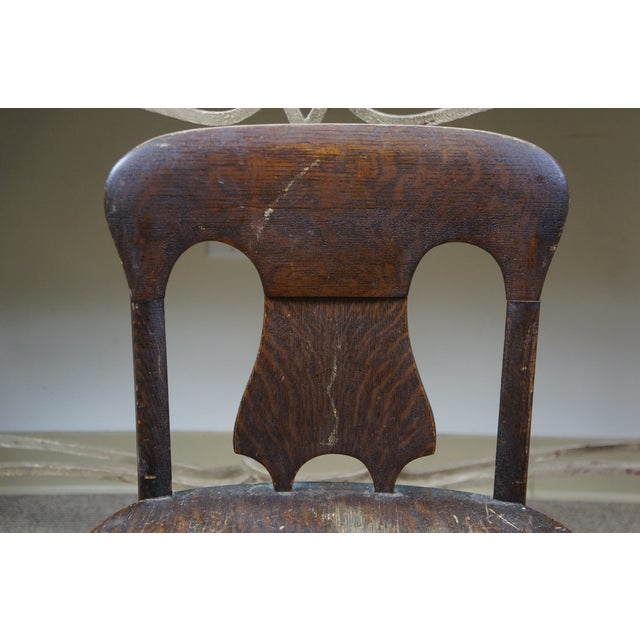 Antique Victorian Quartersawn Oak Child Doll Sized Desk Dining Chair 25" For Sale - Image 10 of 15
