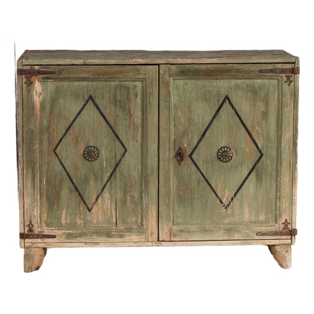 18th Century Italian Buffet With Iron Details in Original Green Paint For Sale