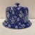 Cranford Staffordshire "Calico" domed Cheese plate. It has a rich blue color with a white scrolling blossom design. The...