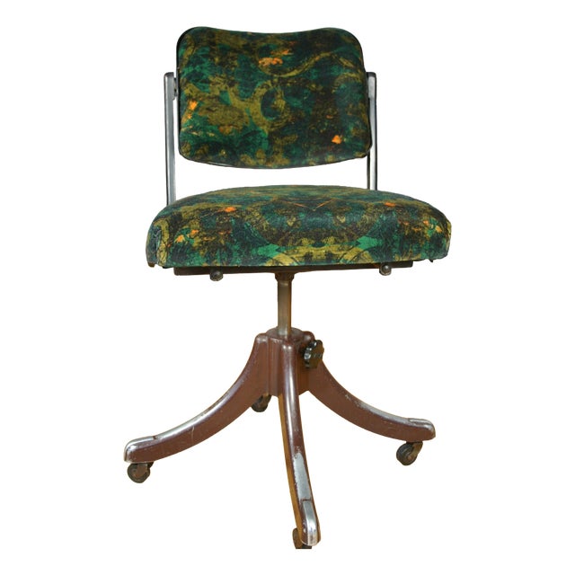 Vintage Tansad Industrial Swivel Chair in Blackpop Velvet, 1950s For Sale