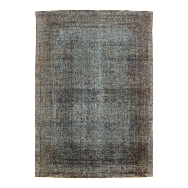 Boho Chic No Pile Blue/Brown Wool Rug - 7'10'' X 11'1'' For Sale