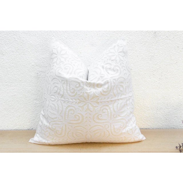 Indian Pale Tide Euro Applique Pillow Cover For Sale - Image 3 of 7
