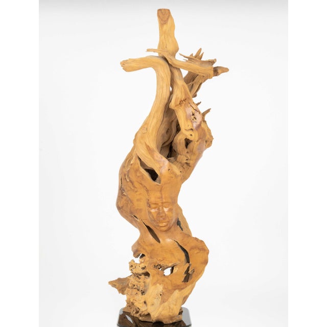 Dale Zarrella (American, b. 1961) Portrait Driftwood Sculpture, 1996, signed and dated, mounted on metal swivel base....