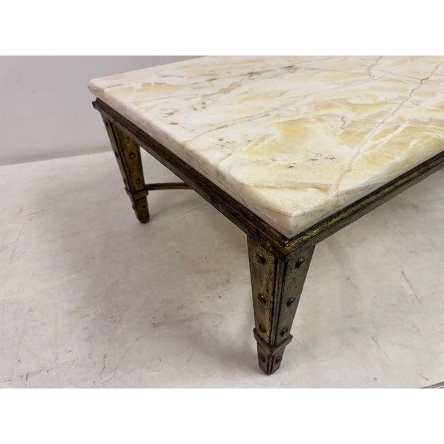 Mid-Century Modern French Gilded Iron and Onyx Coffee Table, 1960s For Sale - Image 6 of 18