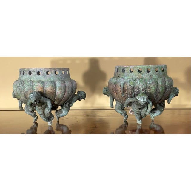 1900 - 1909 One of a Kind Pair of 19th Century Architectural Bronze Element For Sale - Image 5 of 12