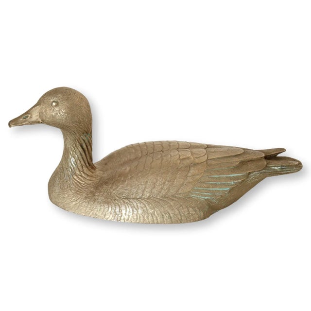 Finely Detailed Brass Duck Paper Weight For Sale - Image 4 of 4