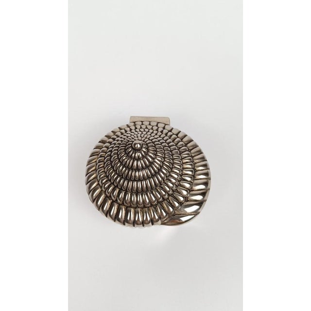 Vintage Sundial Shell-Shaped Silver-Plated Metal Trinket Case Box, 1970s For Sale - Image 16 of 17
