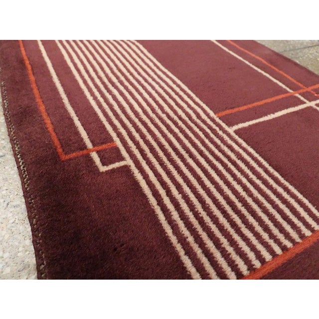 Art Deco Galerie Shabab Collection Mid-20th Century Handmade Chinese Art Deco Throw Rug For Sale - Image 3 of 7