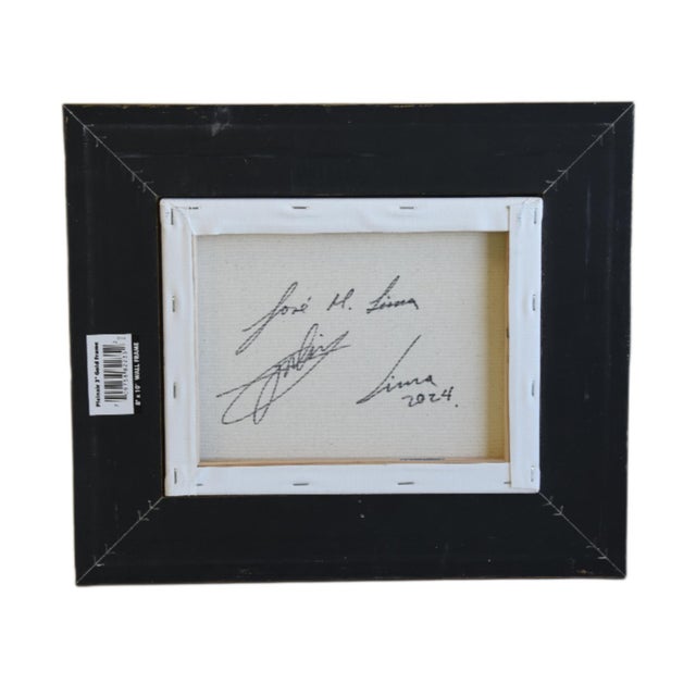 Blue & White Bouquet of Flowers Oil Painting Including the Antiqued Gold Wood Frame For Sale In Los Angeles - Image 6 of 7