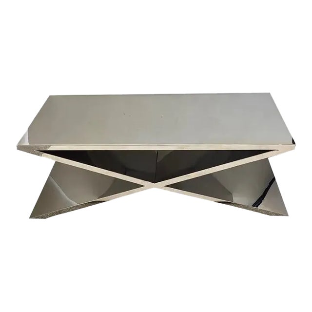 X-Base Cocktail Table Polished Steel For Sale
