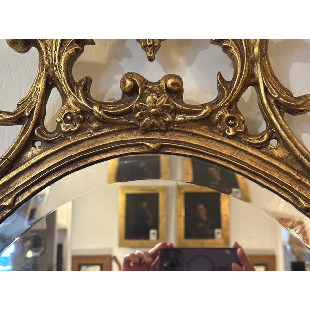 1940s Oval Giltwood French Style Mirror For Sale - Image 5 of 5