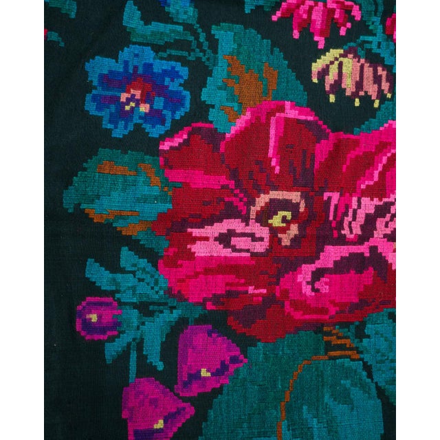 Vintage Romanian Floral Wool Flatweave Scoarță Rug with Rose Bouquet Pattern, 1960s For Sale - Image 10 of 14