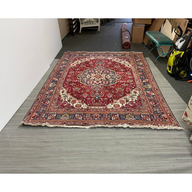 6ft 7in × 9ft 6in Persian Tabriz Area Rug, Vintage For Sale - Image 11 of 12
