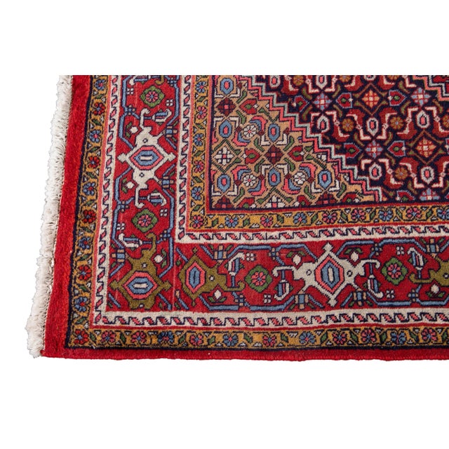 Early 20th Century Antique Bidjar Handmade Burgundy Geometric Wool Rug For Sale - Image 5 of 13