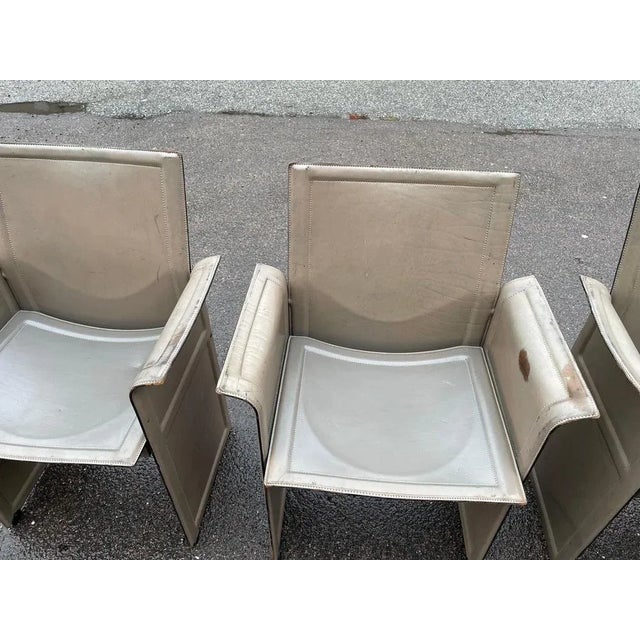 Animal Skin Vintage Patinated Dining Chairs by Tito Agnoli for Matteo Grassi, 1980, Set of 4 For Sale - Image 7 of 12