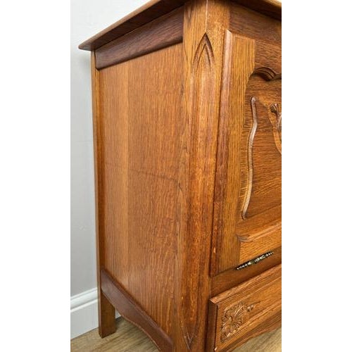 Vintage French Louis XVI Style Oak Carved Nightstand For Sale - Image 9 of 14