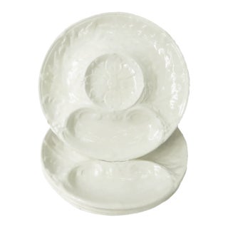 French Faience / Majolica Sunflower Artichoke Plates, S/4 For Sale