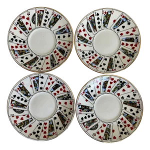 Tiffany & Co Elizabethan Staffordshire Playing Card China Cocktail Plates – Set of 4