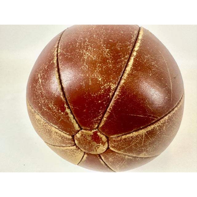 Leather Medicine Ball, Poland, 1950s For Sale - Image 4 of 6