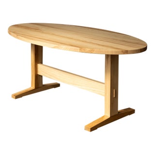 Oval Ash Breakfast Table With Trestle Base For Sale