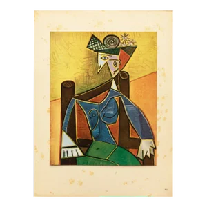 1946 After Pablo Picasso "Woman in an Armchair", Second Edition Period Offset Lithograph
