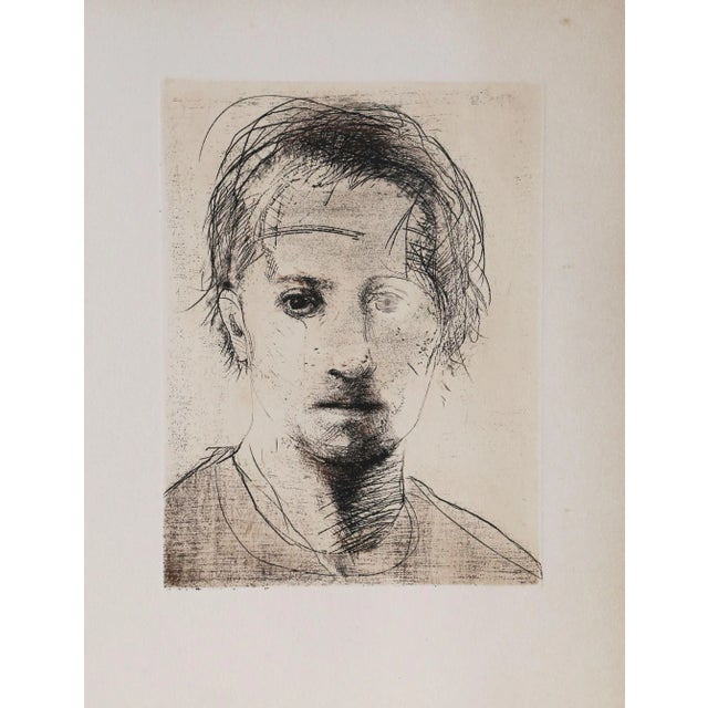 Artist: Unknown Title: Untitled - Portrait of Man (4) Year: circa 1965 Medium: Etching on Arches Paper Image Size: 9 x 6.5...