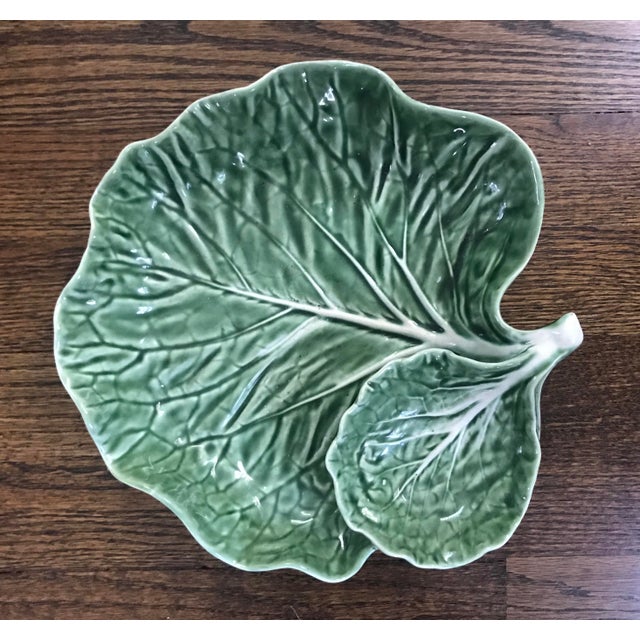 Bordallo Pinheiro Majolica Cabbage Leaf Serving Dish Chairish