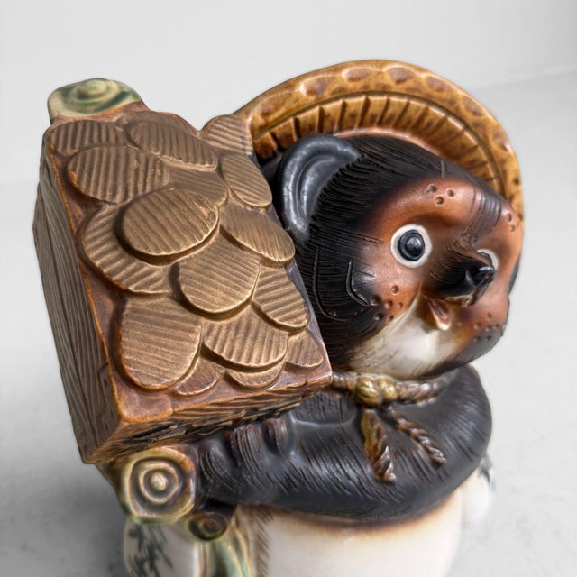 Mid-Century Modern Vintage Japanese Ceramic Tanuki with Money Tablet, 1960s For Sale - Image 3 of 11