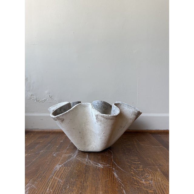A Massive 1890 Willy Guhl biomorphic cement planter, featuring an organic, sculptural form with flowing folds. Its raw...