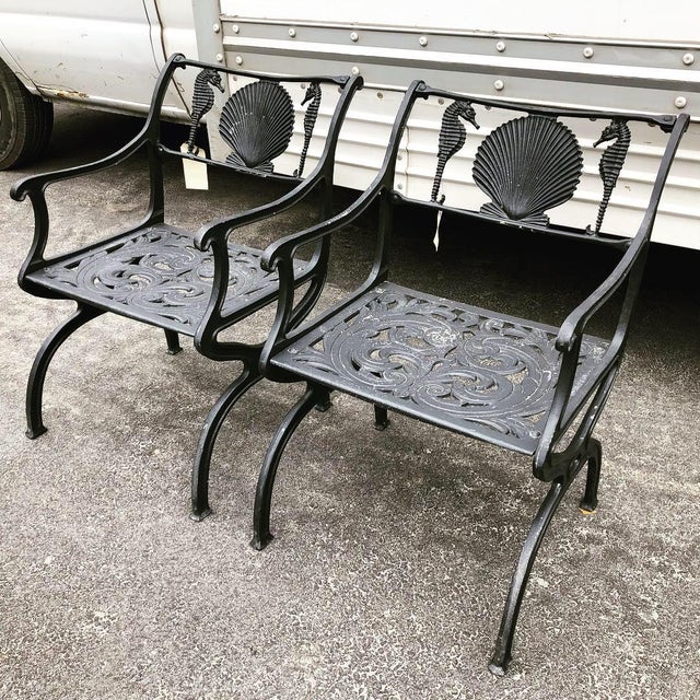 Mid 20th Century Hollywood Regency Molla Seahorse and Scallop Shell Patio Set, 3 Pieces For Sale In New York - Image 6 of 7