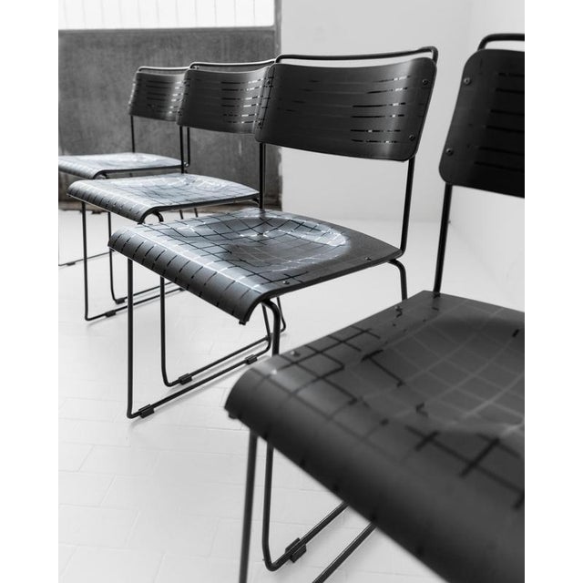 Vintage Dining Chairs in Black Metal and Plastic, 1980s, Set of 4 For Sale - Image 16 of 18