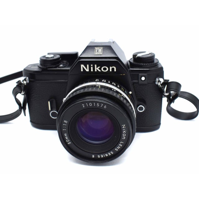 1980's Nikon Em 35mm SLR Camera Film Bundle With Lens and Power Winder For Sale - Image 4 of 10