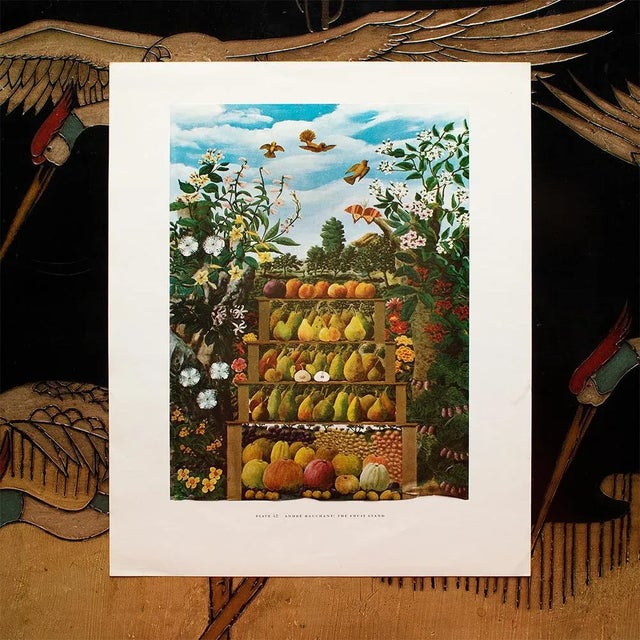 The School of Paris 1950s After Andre Bauchant "The Fruit Stand", First Edition Swiss Full-Color Print For Sale - Image 3 of 9
