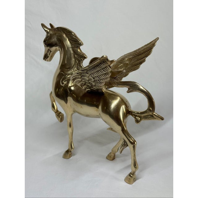 Large 11” Brass Pegasus Winged Horse Figurine For Sale - Image 9 of 12