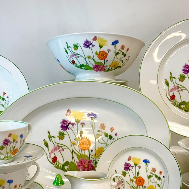 1974 Portuguese Porcelain Dinnerware With Wildflowers by Denby, Service for 9+ - Set of 52 For Sale - Image 4 of 12