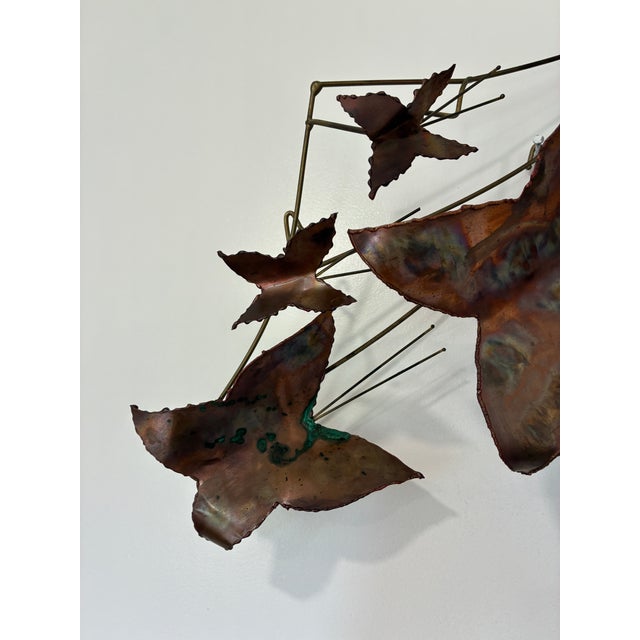 Mid-Century Modern Brutalist Torch-Cut Copper Butterfly Wall Sculpture For Sale - Image 3 of 13
