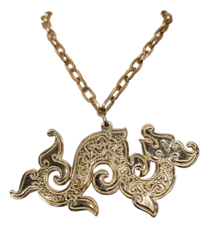 Vintage 1972 Signed Napier Goldtone Dragon Pendant Necklace