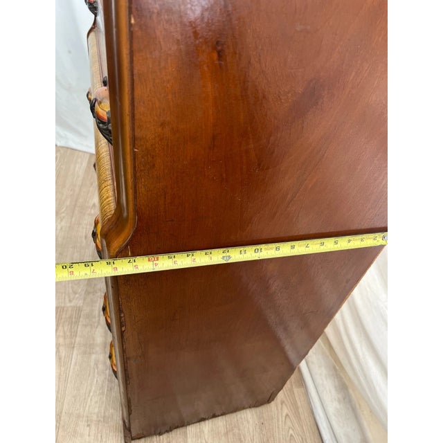 Vintage 1940s Art Deco Dresser Chest Five Drawers Waterfall Top Bakelite Pulls For Sale - Image 12 of 14