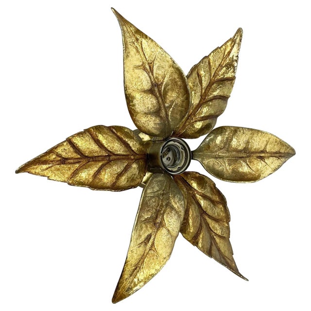 Brutalist Beligan Brass Metal Wall Ceiling Light by Willy Daro Belgium, 1970s For Sale - Image 14 of 14
